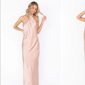 Show Me Your MuMu Satin Halter Maxi Dress in Blush